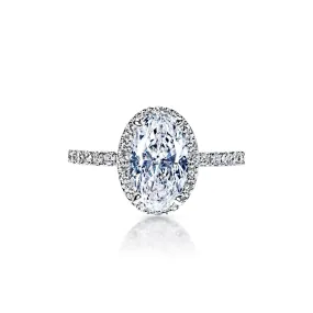 Noa 2 Carat D VVS2 Oval Cut Halo Diamond Engagement Ring in 18k White Gold By Mike Nekta. GIA Certified