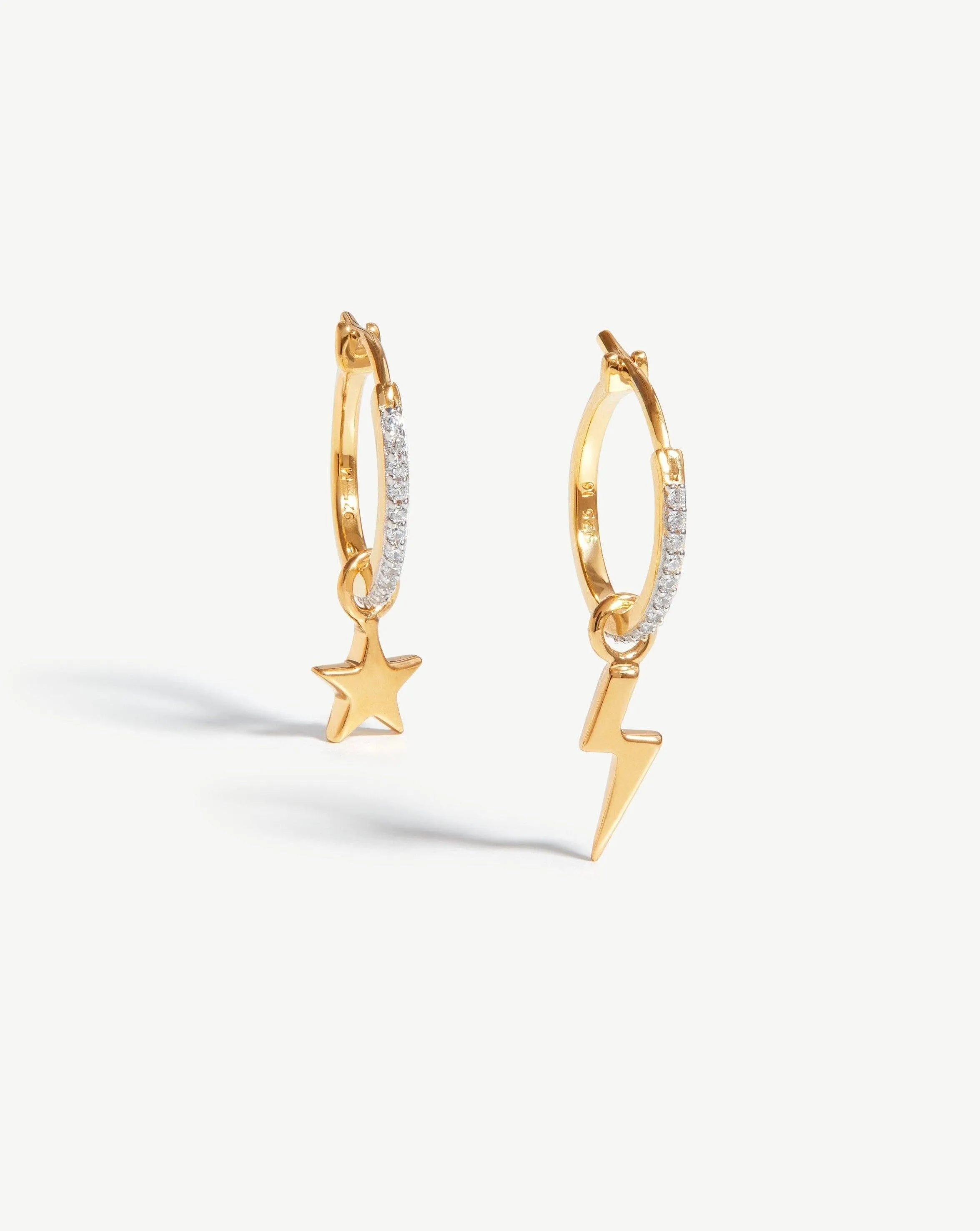 Pave Starlight Charm Hoop Earrings