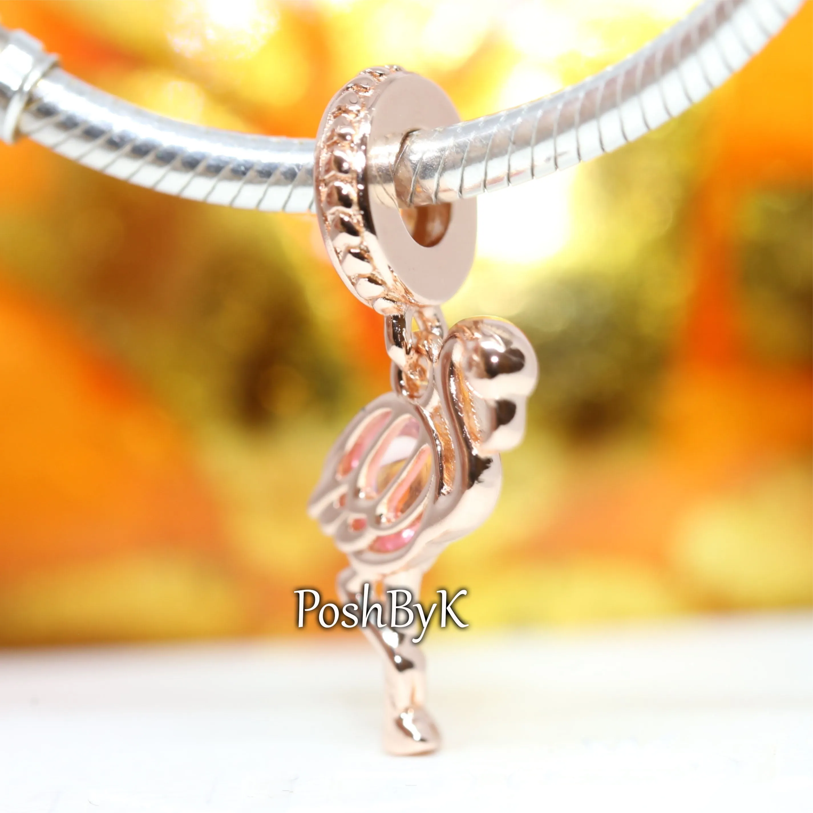 Pink Murano Glass Flamingo Charm 789431C01