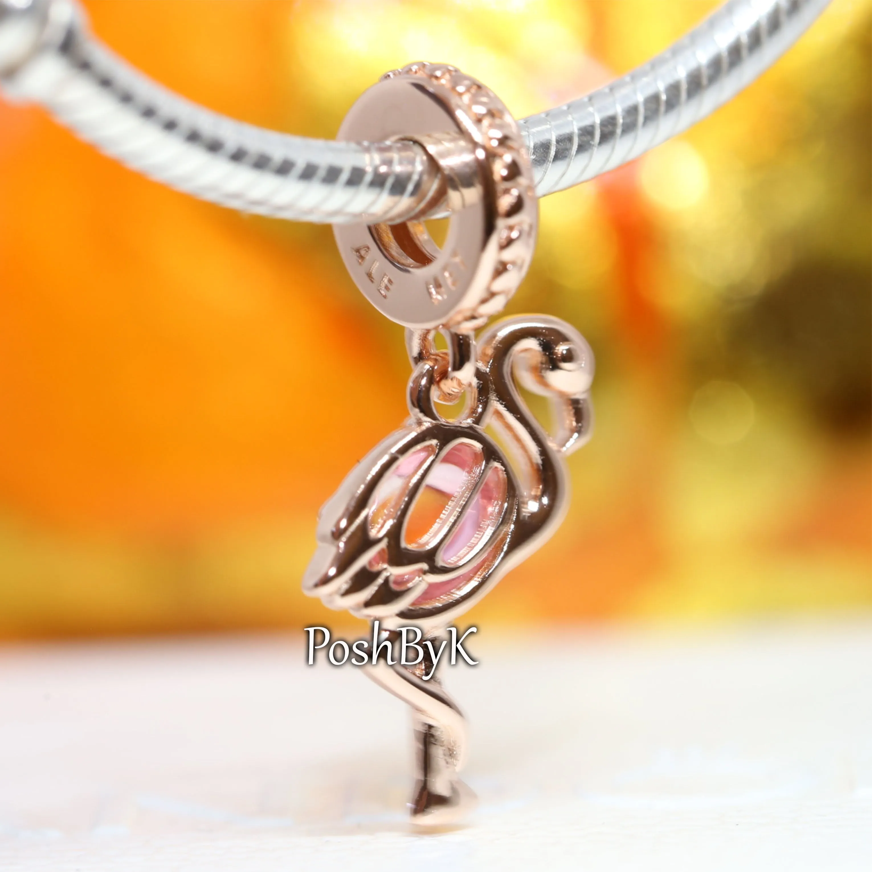 Pink Murano Glass Flamingo Charm 789431C01