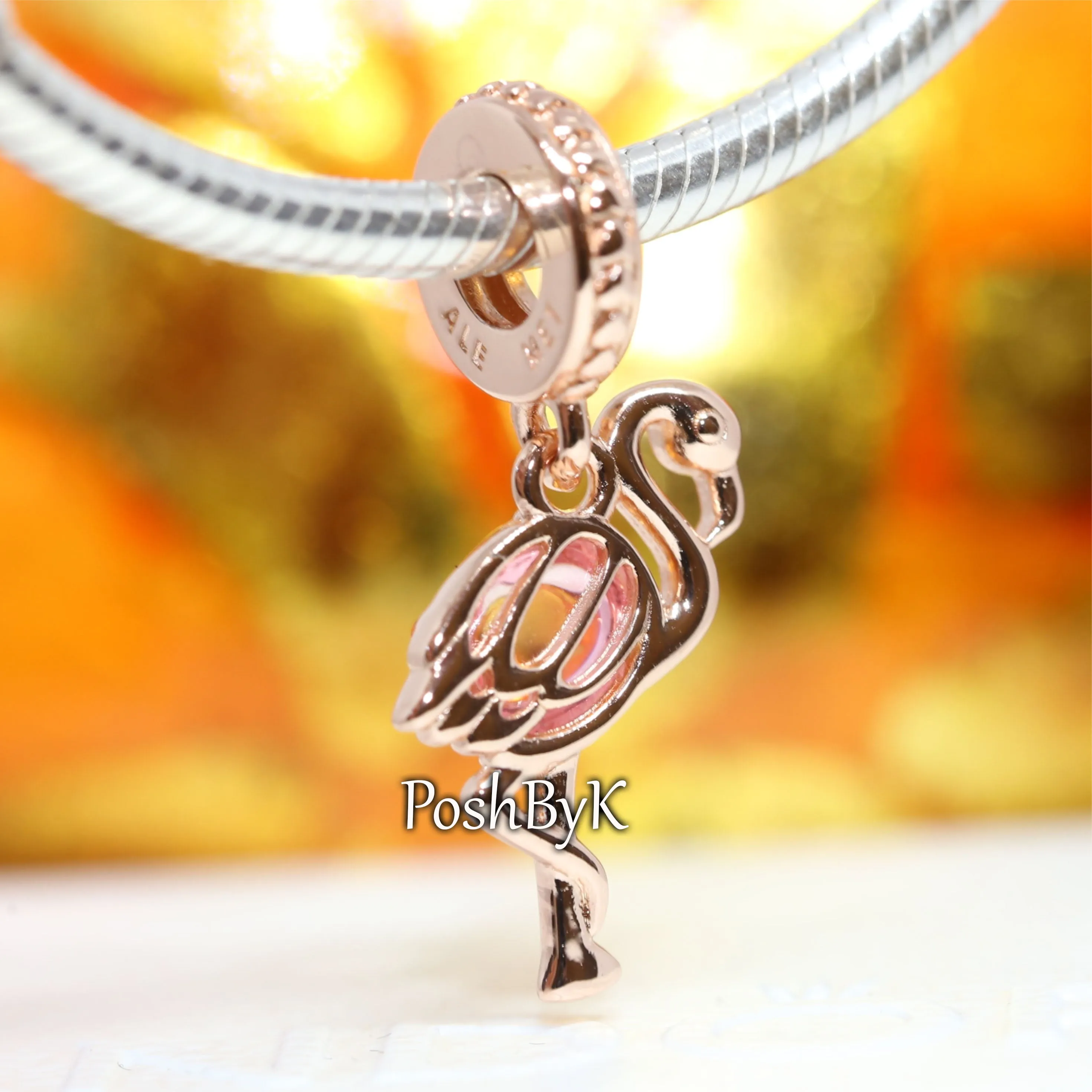 Pink Murano Glass Flamingo Charm 789431C01