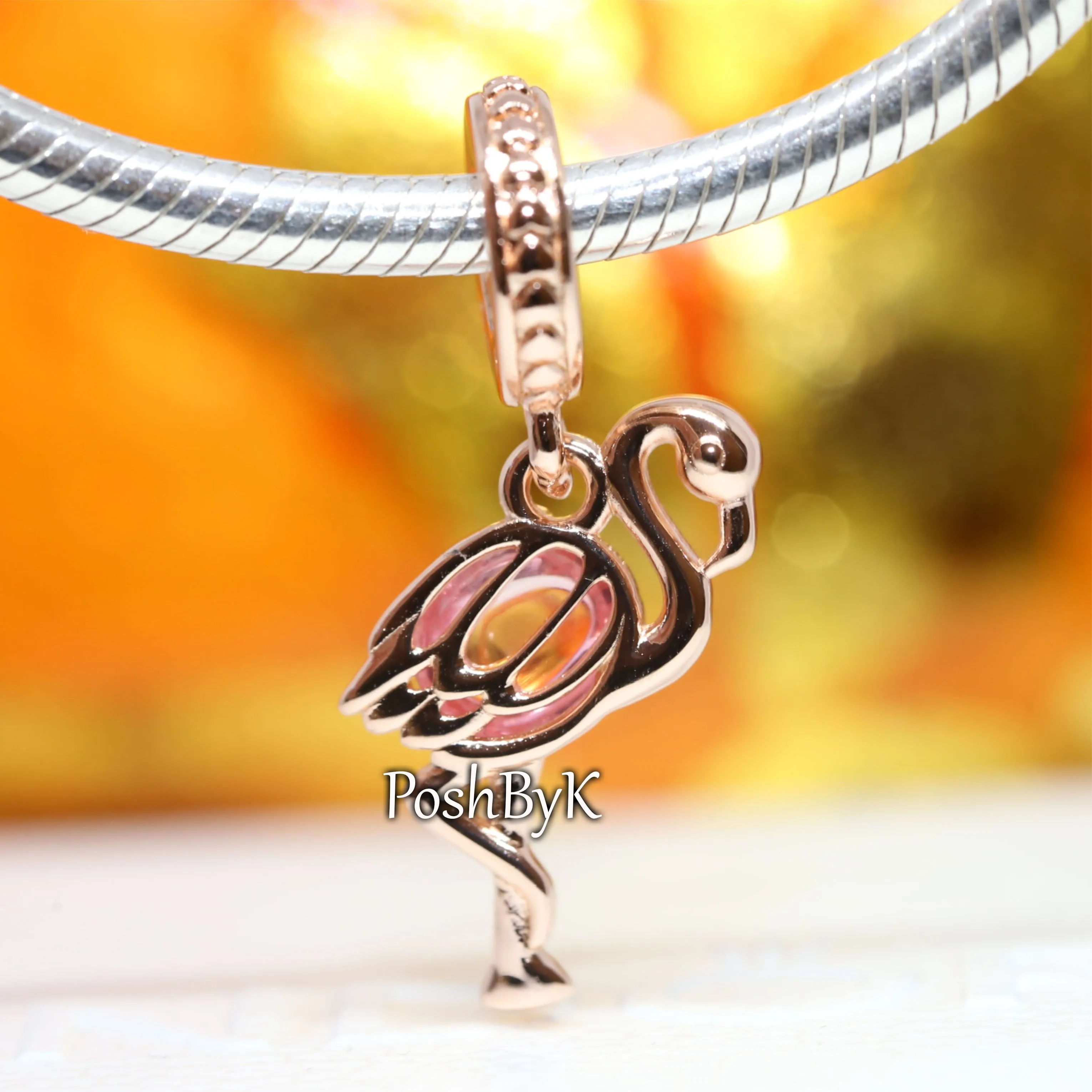 Pink Murano Glass Flamingo Charm 789431C01