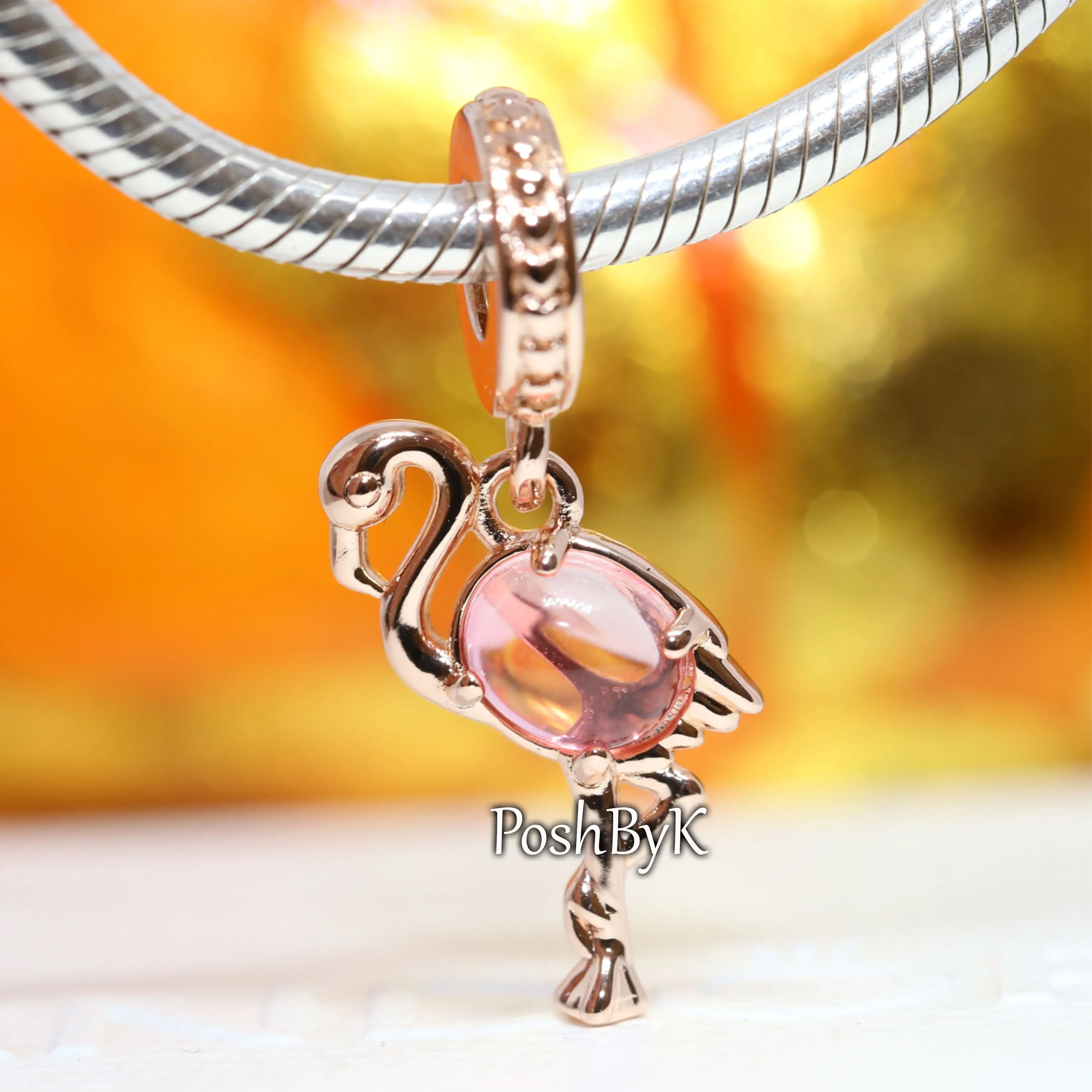 Pink Murano Glass Flamingo Charm 789431C01