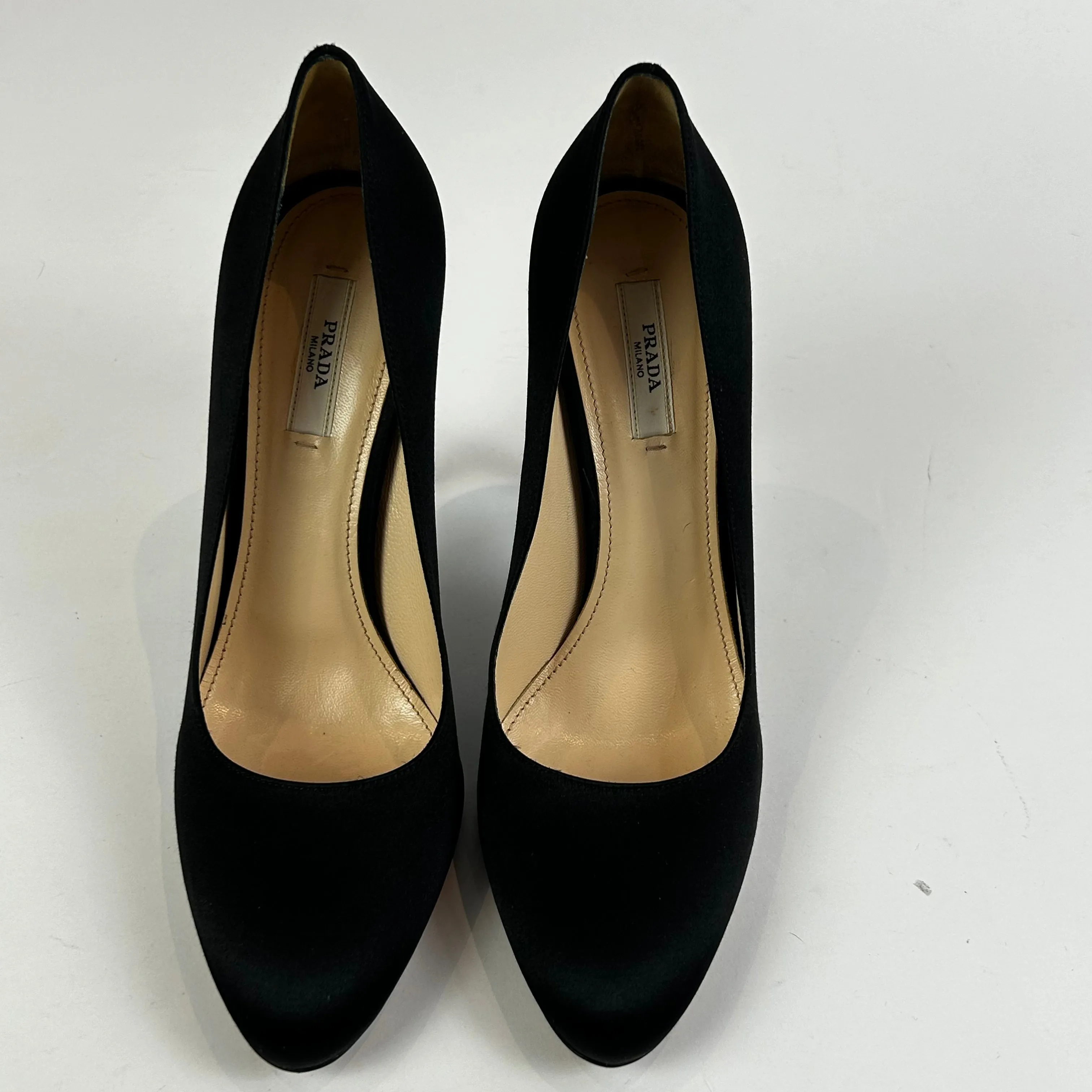 Prada 505 Black Silk 110 Heels 38.5