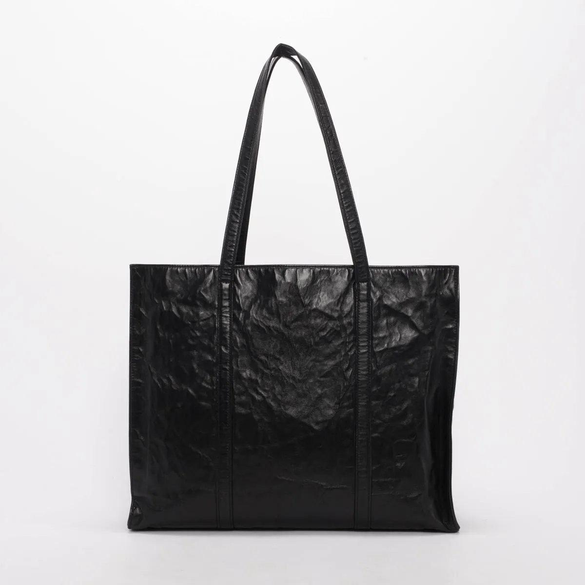 Prada Black Antique Nappa Leather Large Tote