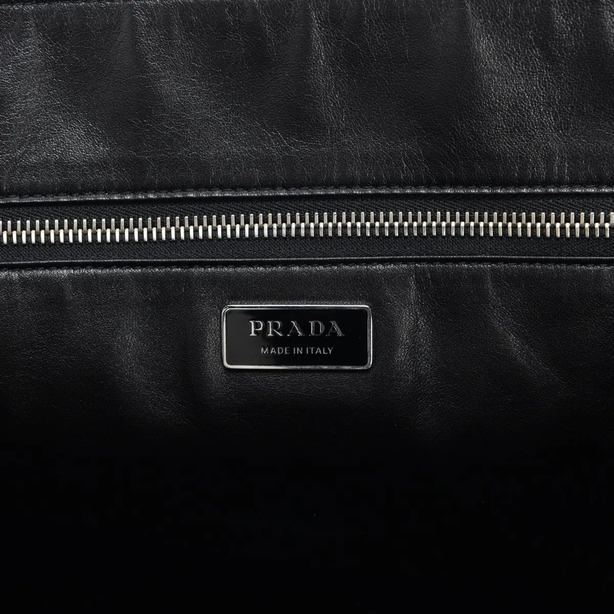 Prada Black Antique Nappa Leather Large Tote