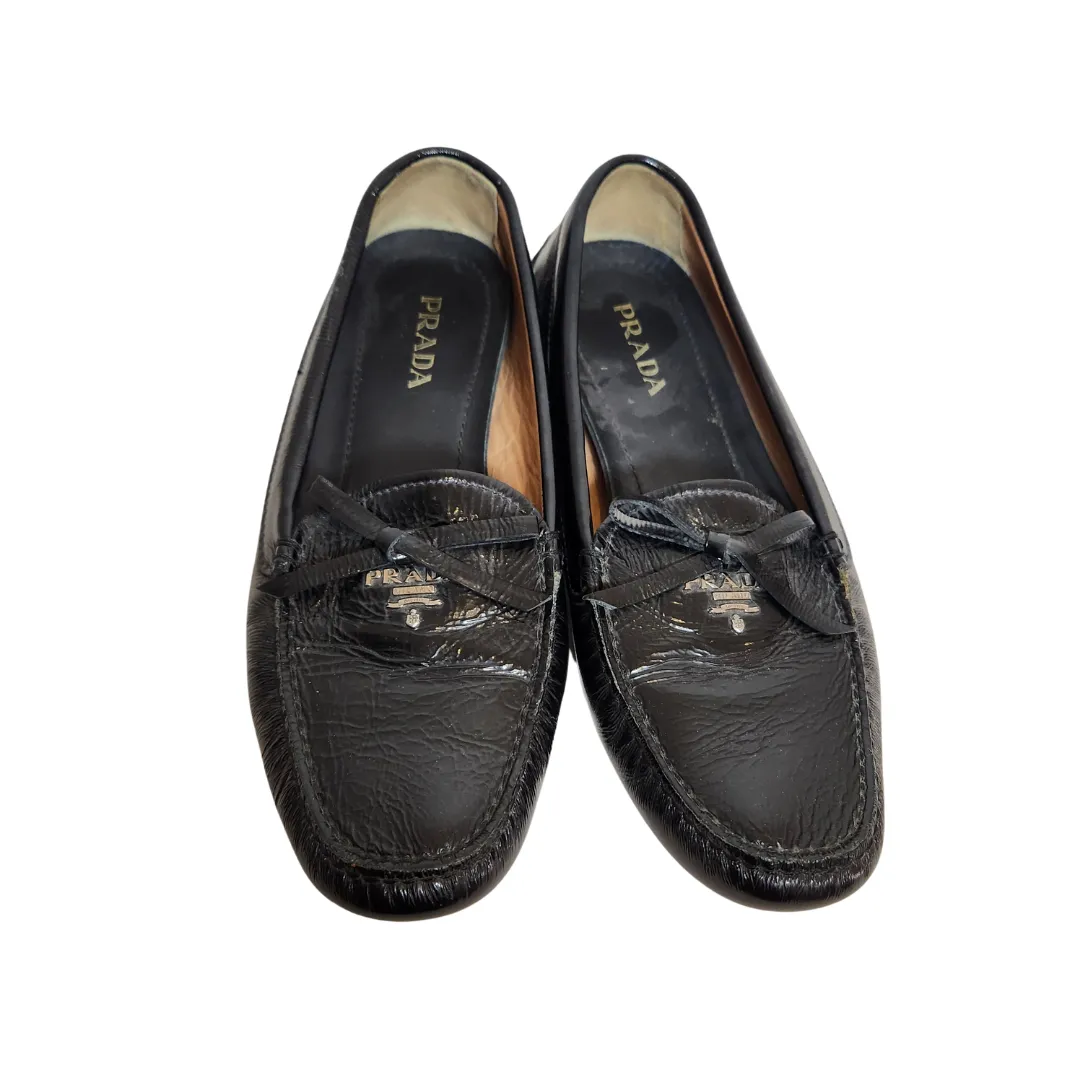 Prada Black Leather Loafers | Pre Loved |