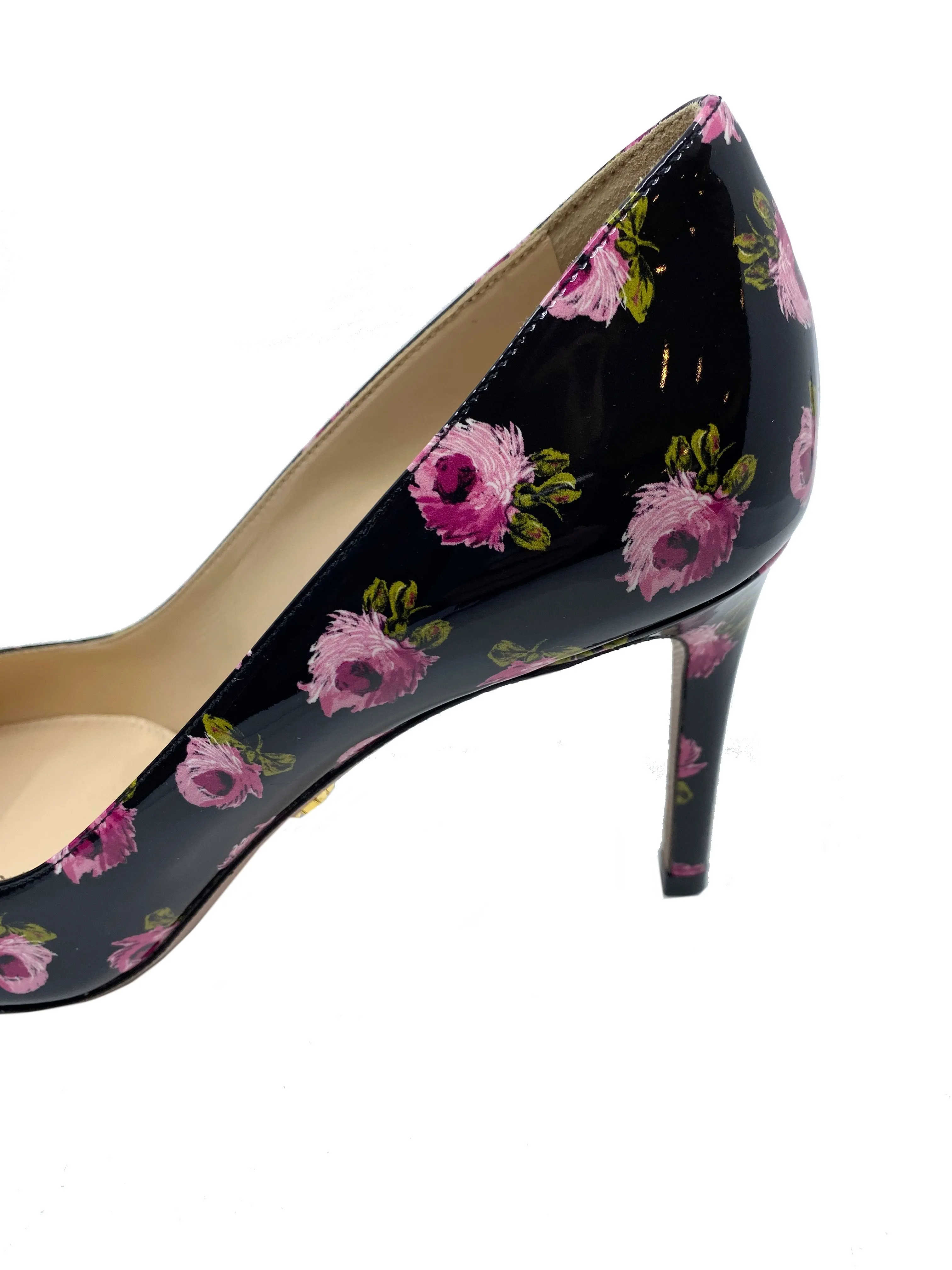 Prada Floral Print Patent Leather Pumps Size 7 NEW