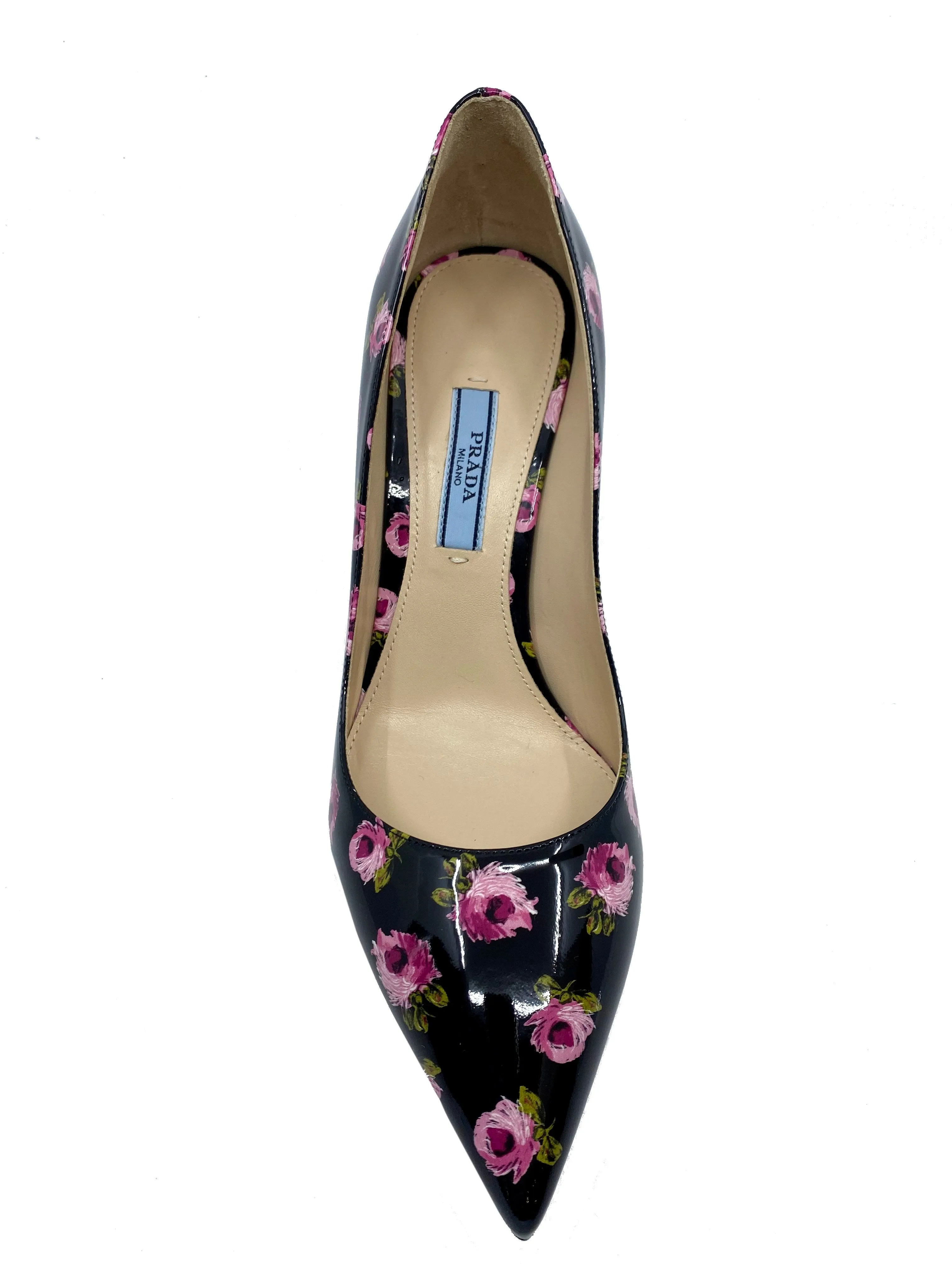 Prada Floral Print Patent Leather Pumps Size 7 NEW