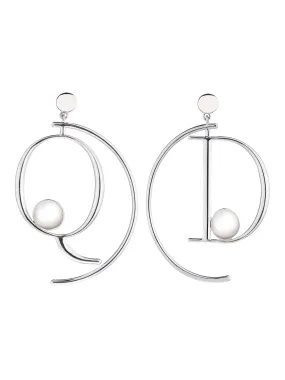 Q D HALF HOOP EARRINGS SILVER