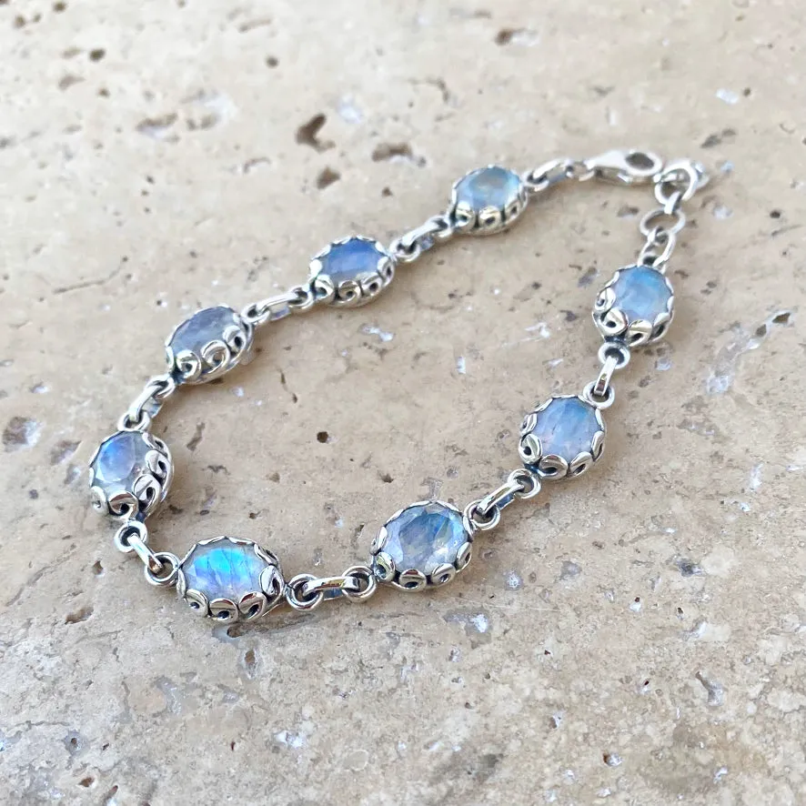 Rainbow Moonstone Oval Gemstones Bracelet - Ivy