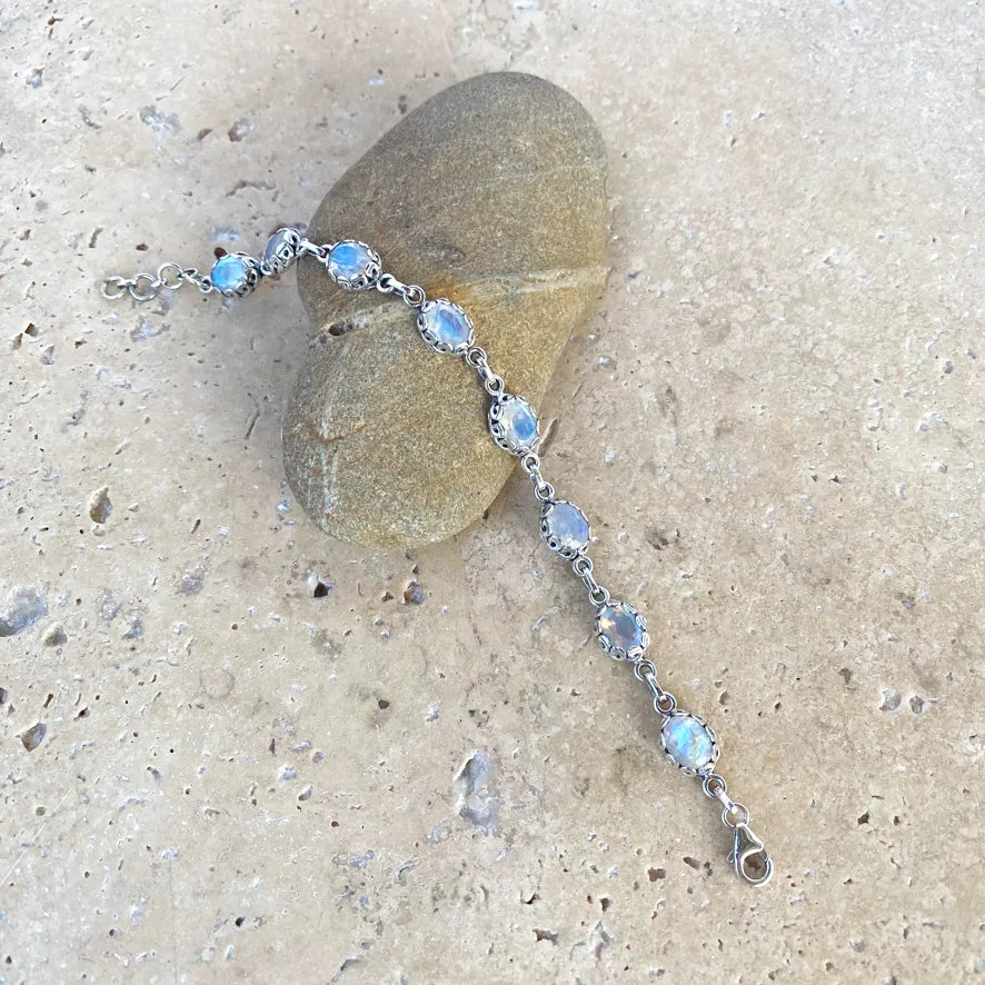 Rainbow Moonstone Oval Gemstones Bracelet - Ivy