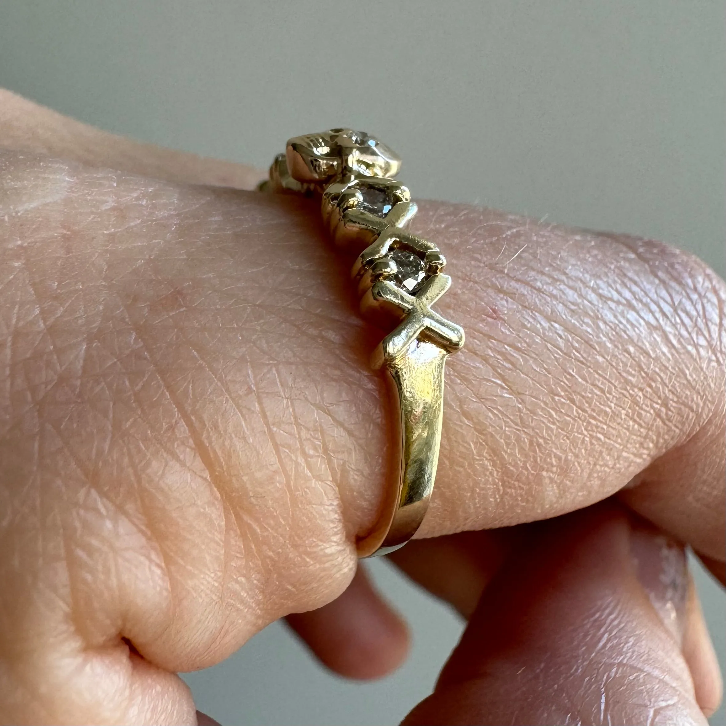 reimagined V I N T A G E // memento mori / solid 10k yellow gold and diamond skull ring / Memento Mori / size 7.75 to 8