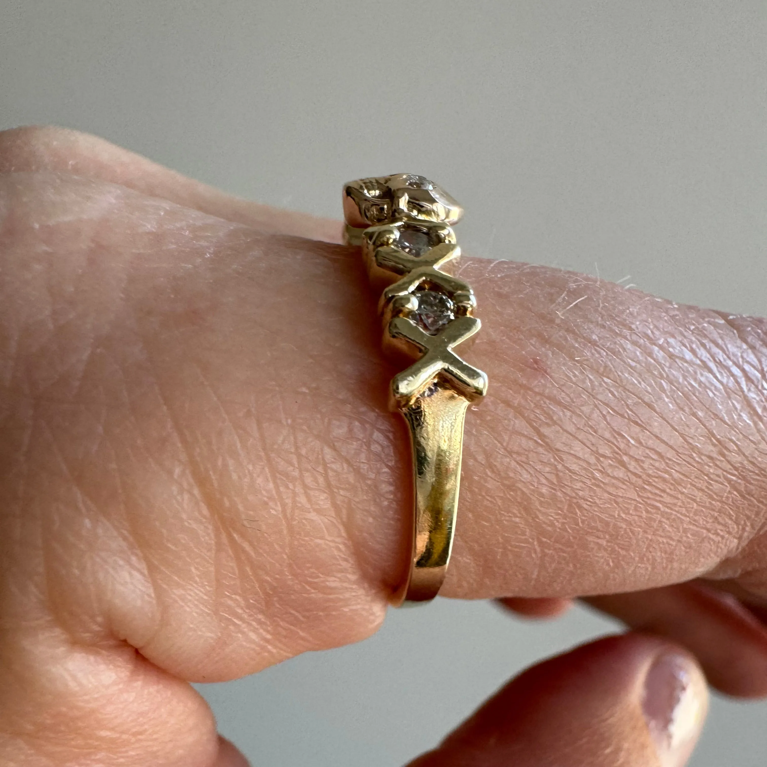 reimagined V I N T A G E // memento mori / solid 10k yellow gold and diamond skull ring / Memento Mori / size 7.75 to 8