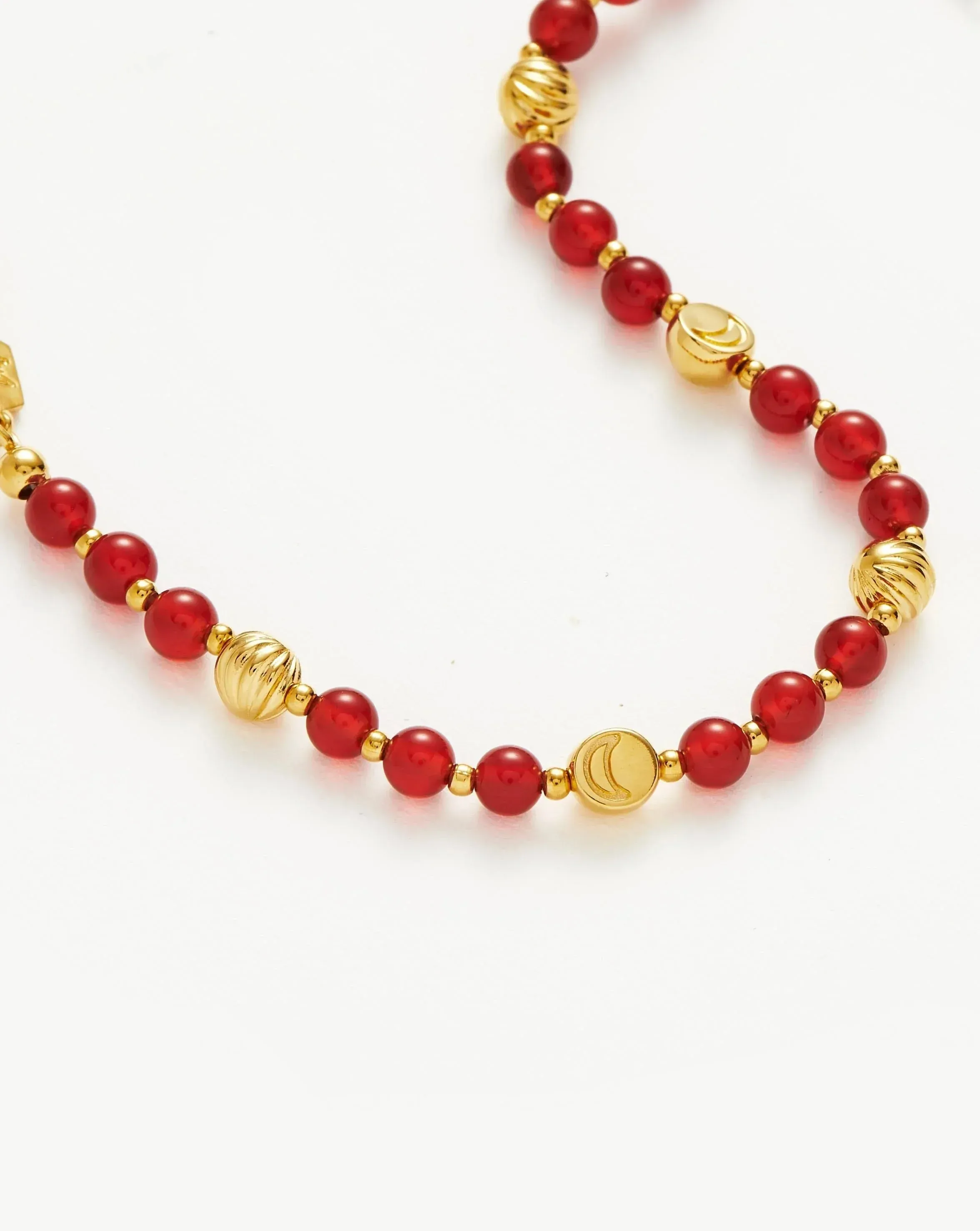 Savi Gemstone Beaded Bracelet | 18ct Gold Plated Vermeil/Red Chalcedony