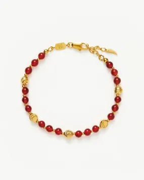 Savi Gemstone Beaded Bracelet | 18ct Gold Plated Vermeil/Red Chalcedony