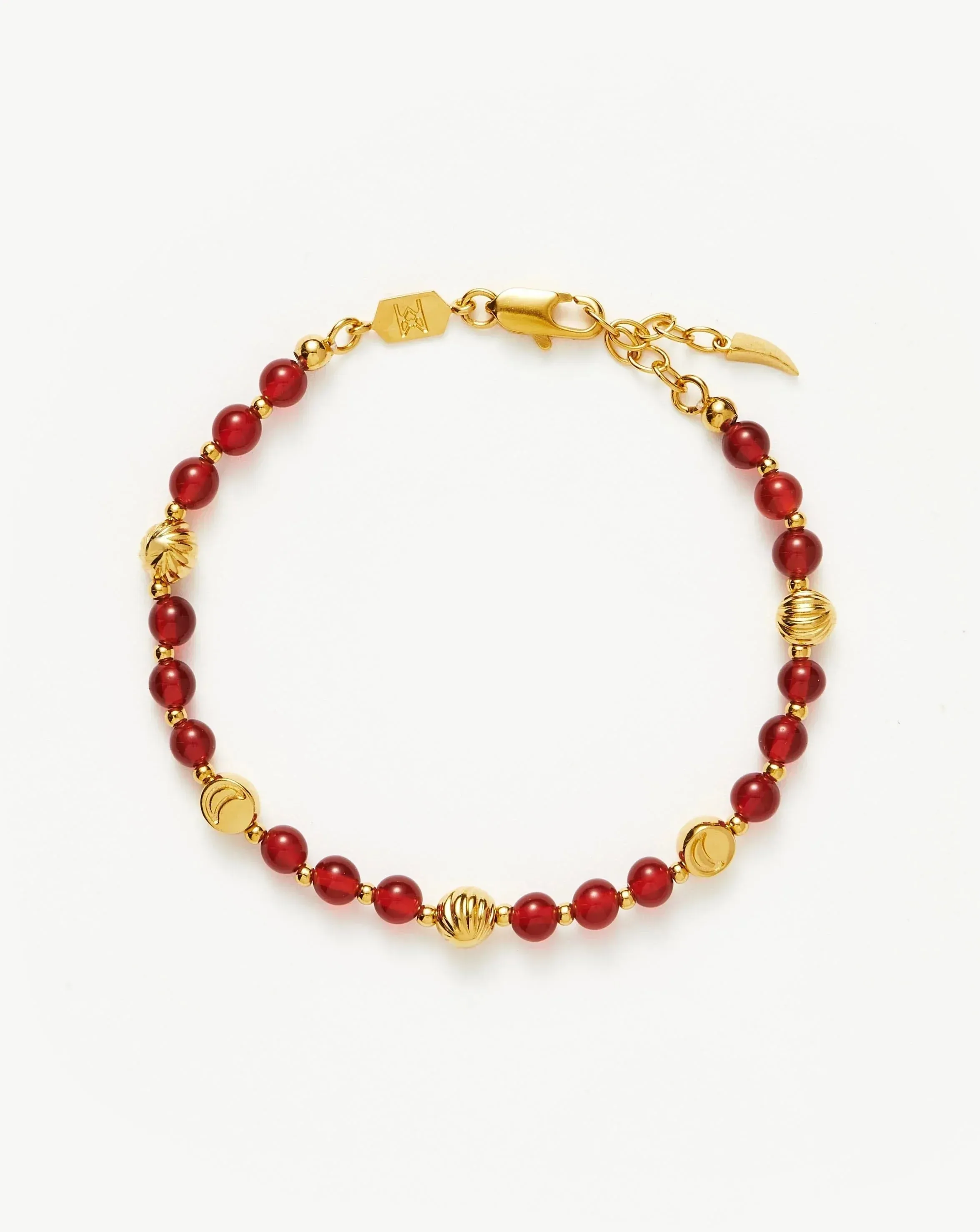 Savi Gemstone Beaded Bracelet | 18ct Gold Plated Vermeil/Red Chalcedony