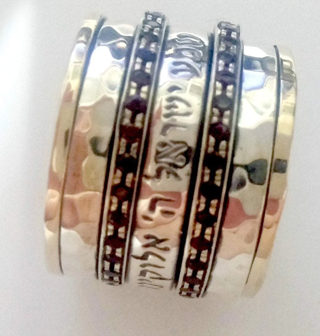 Spinner ring  with an Hebrew Verse: Ani le Dodi / Shma Israel / Blessing Prayer