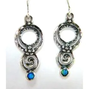 Sterling silver opal dangle ethnic earrings handwork jewelry