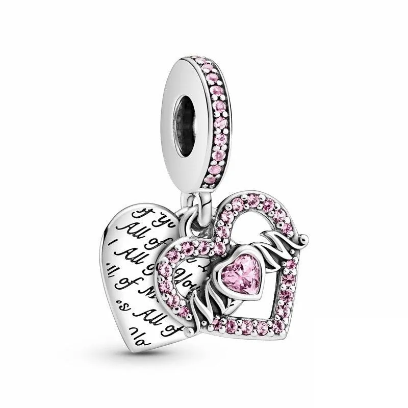 Sterling Sparkling Silver Zircon Bead Charms For Women