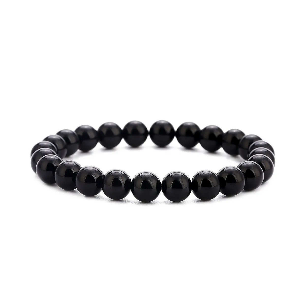 Stretch Bracelets Set 8 mm Black Onyx Men's Wrist Accessory