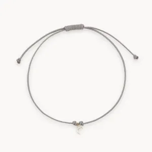 the moon phases contemplation cord bracelet - 10k yellow gold, grey cord