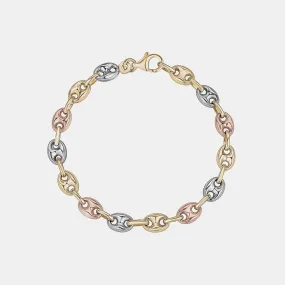 Tri Tone Puffy Link Bracelet