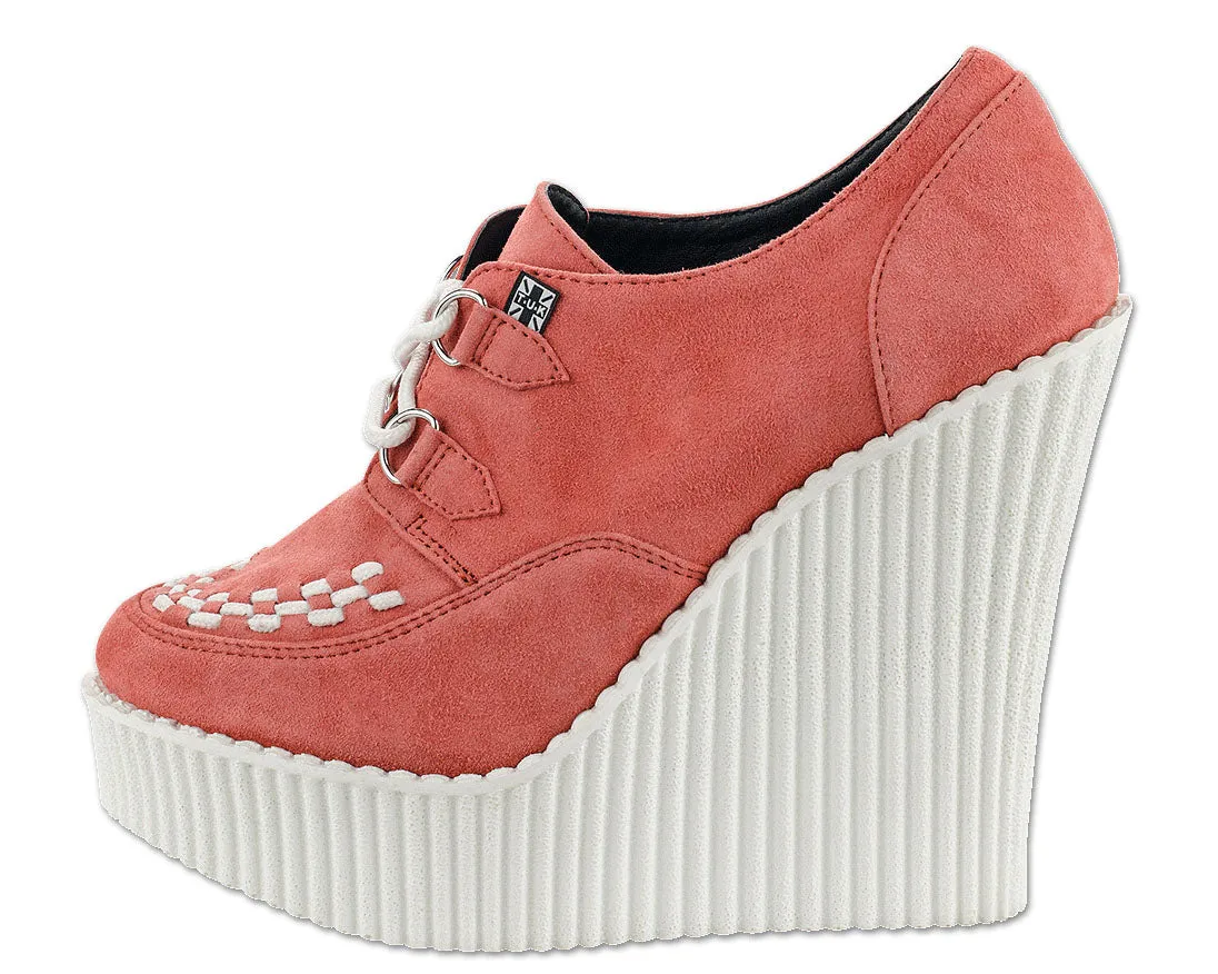 T.U.K Peach/Coral Suede Creeper Wedge