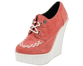 T.U.K Peach/Coral Suede Creeper Wedge