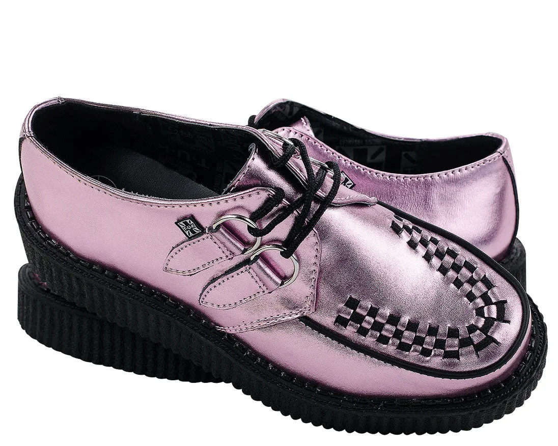 T.U.K Pink Metallic Round Viva Low Creeper