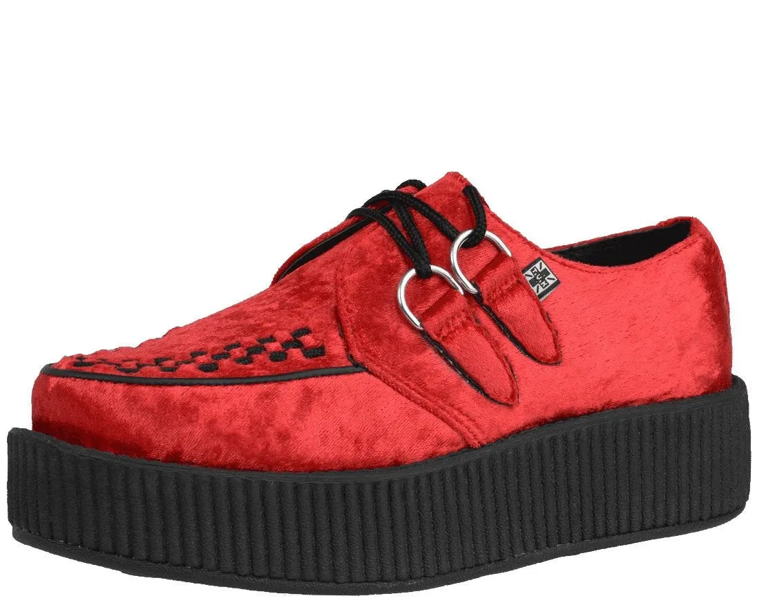 T.U.K RED CRUSHED VELVET VIVA MONDO CREEPER