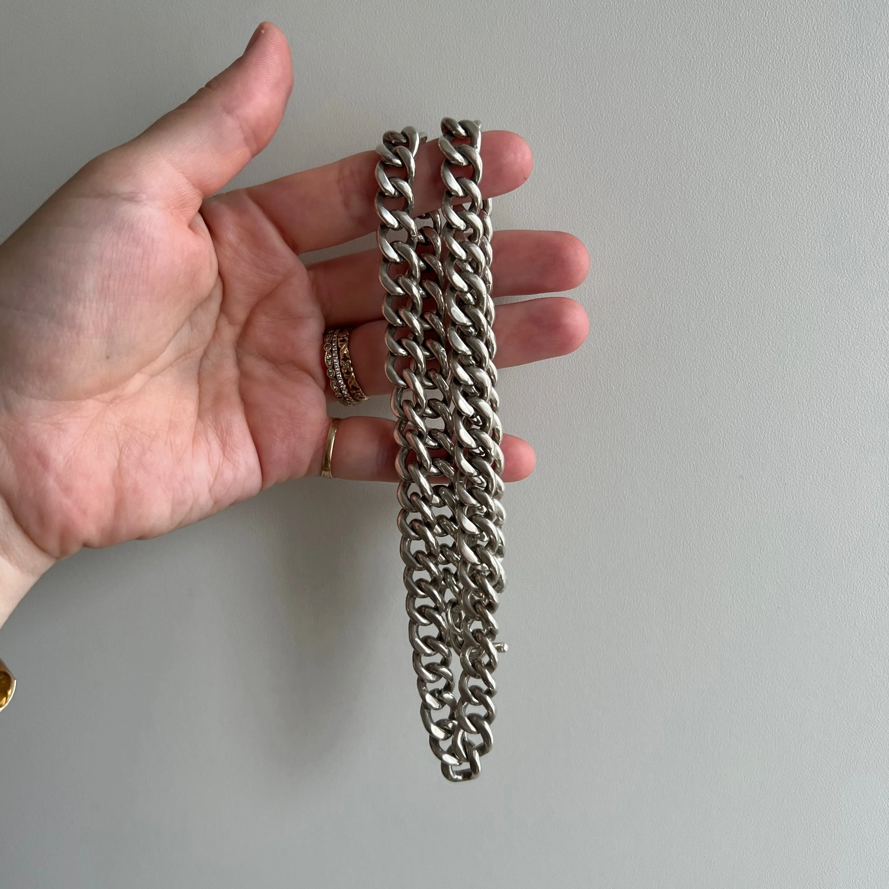 V I N T A G E // handmade curb / chunky sterling silver handmade Mexican curb chain / 21.5, 98.7g