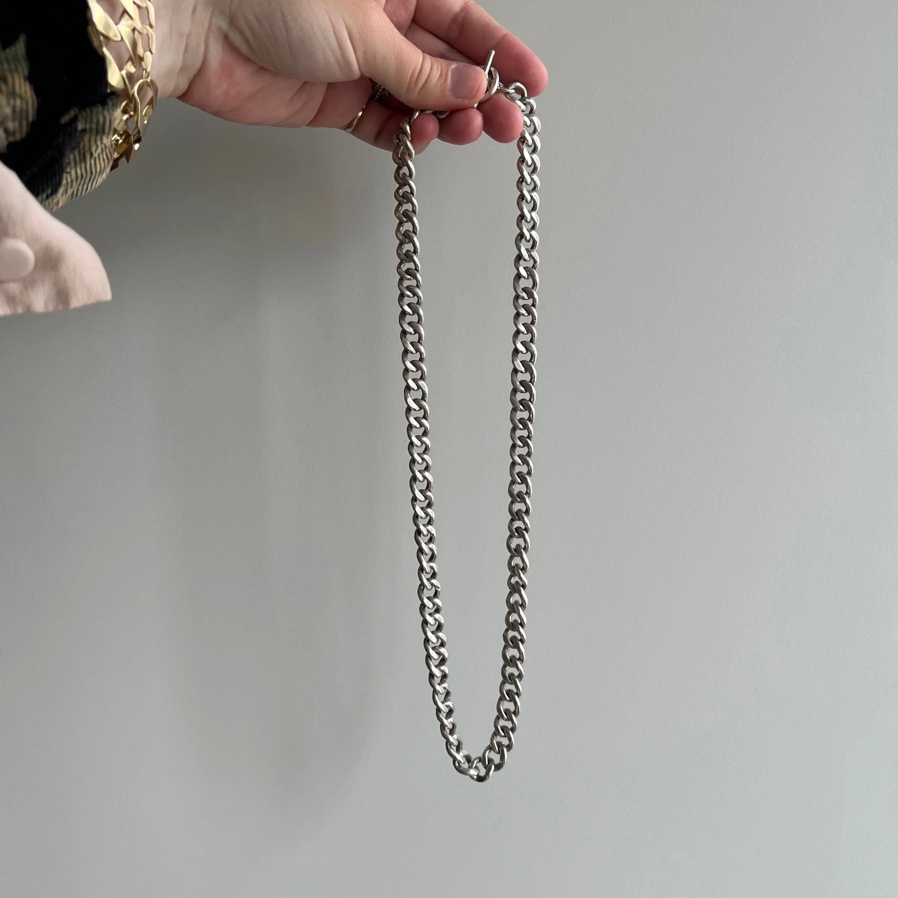 V I N T A G E // handmade curb / chunky sterling silver handmade Mexican curb chain / 21.5, 98.7g