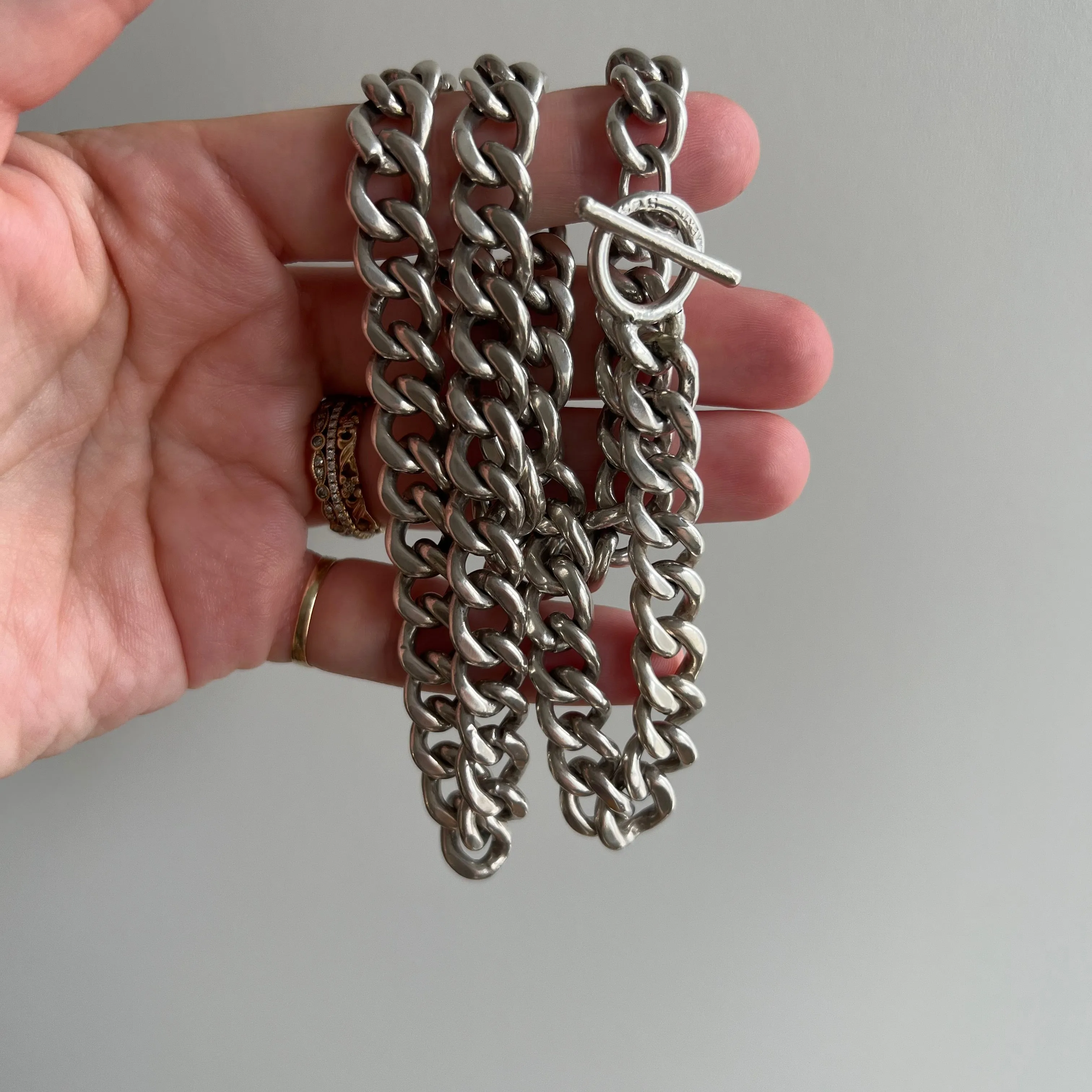 V I N T A G E // handmade curb / chunky sterling silver handmade Mexican curb chain / 21.5, 98.7g