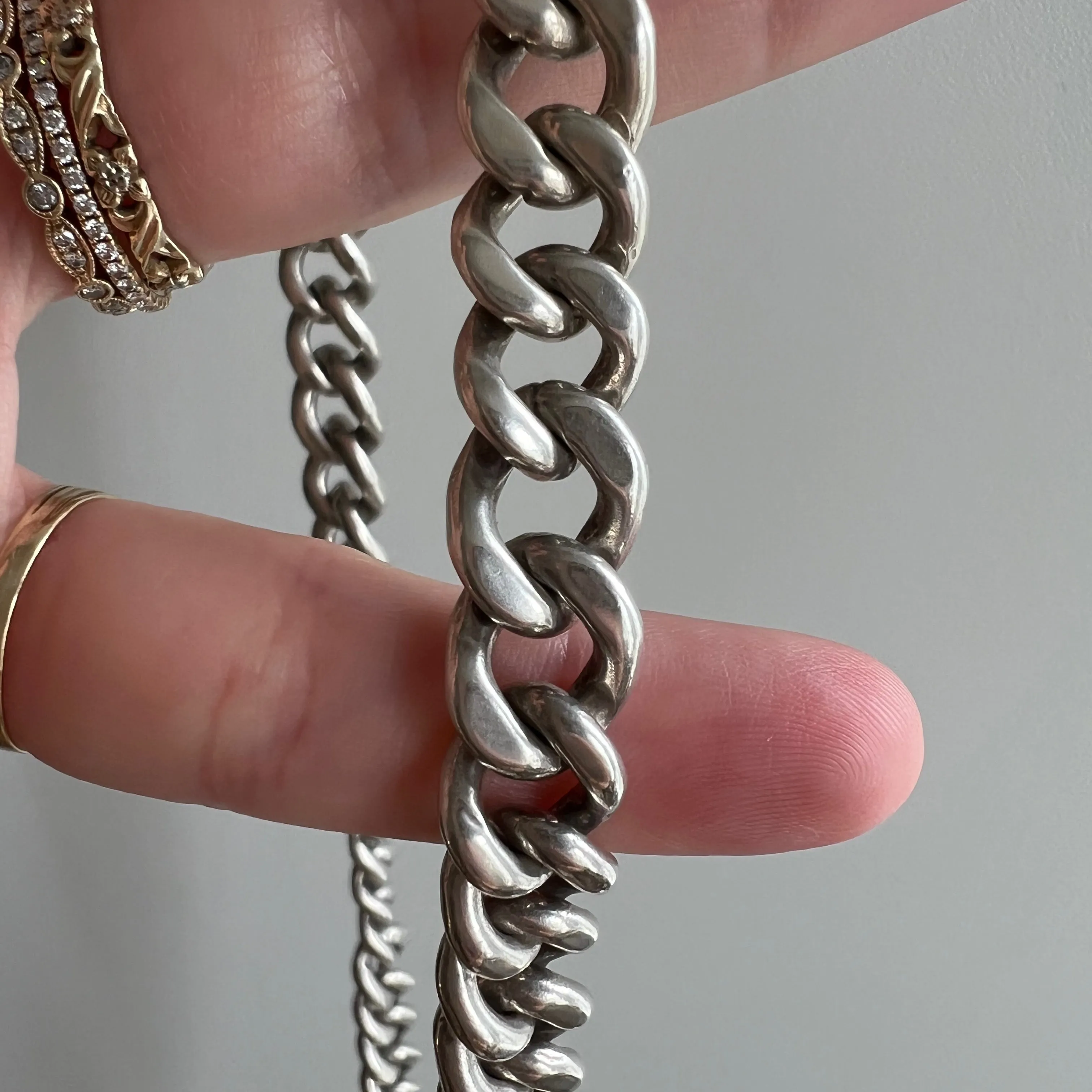 V I N T A G E // handmade curb / chunky sterling silver handmade Mexican curb chain / 21.5, 98.7g