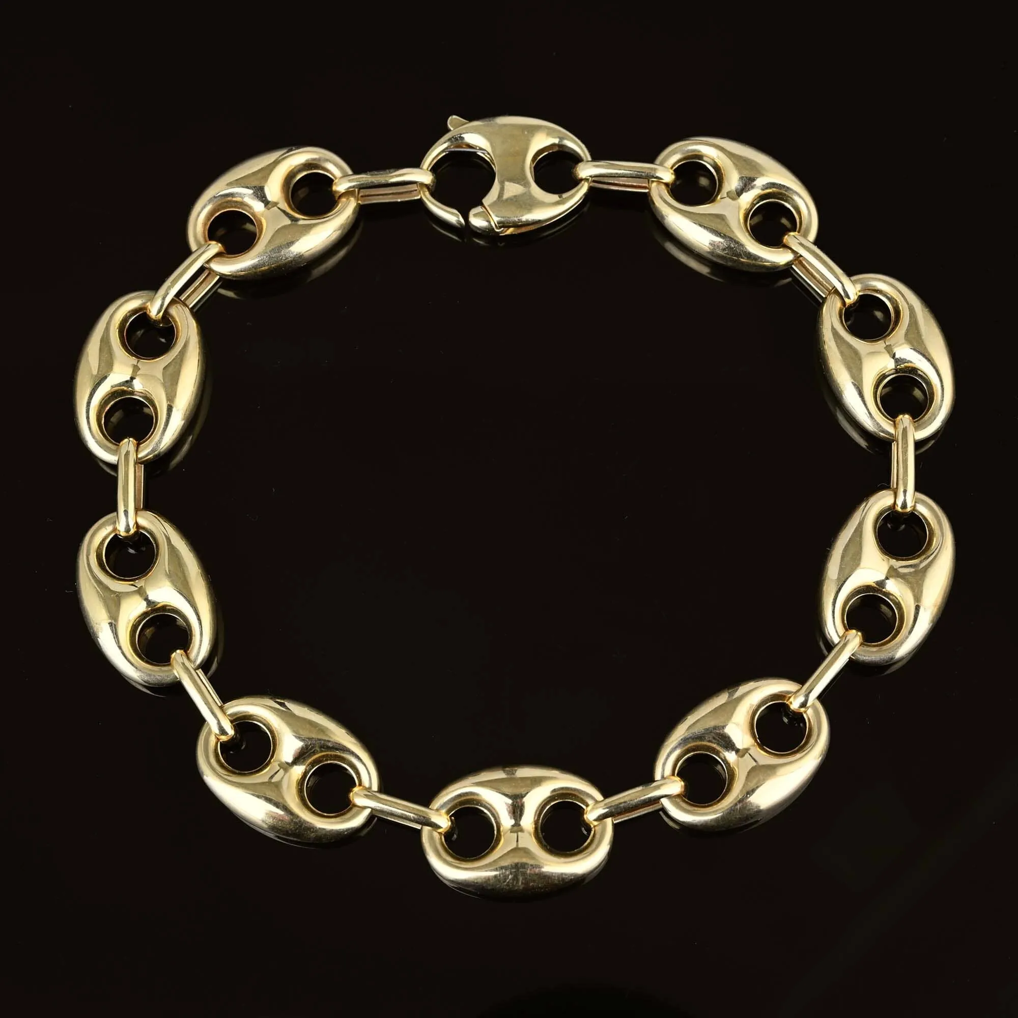 Vintage 14K Gold Gucci Puffy Mariner Link Bracelet, 9.5 in