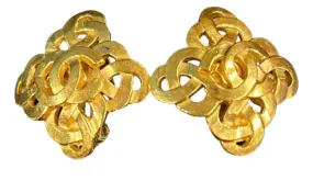 Vintage Chanel 97P 1997 Spring Gold CC Clip on Earrings