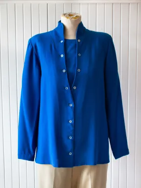 Vintage Giorgio Armani Saturated Blue wool Blouse Medium