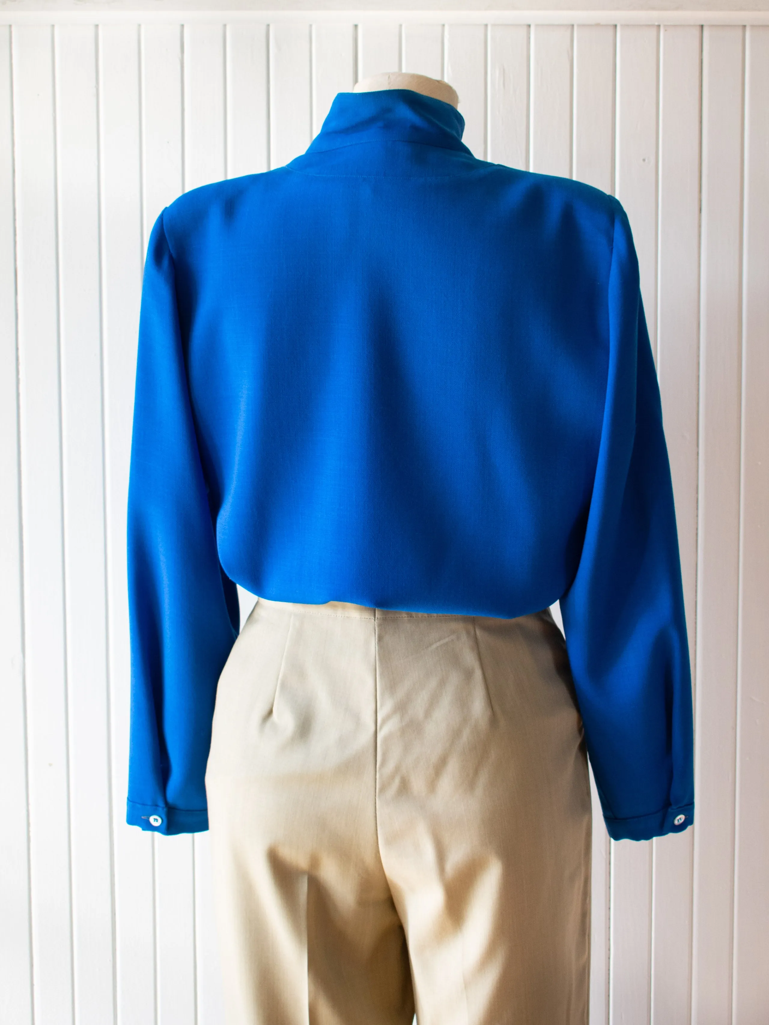 Vintage Giorgio Armani Saturated Blue wool Blouse Medium