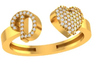 VS Diamonds & 10K Gold Initial D Heart Ring