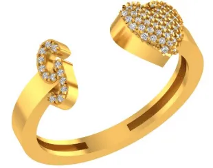 VS Diamonds & 10K Gold Initial G Heart Ring